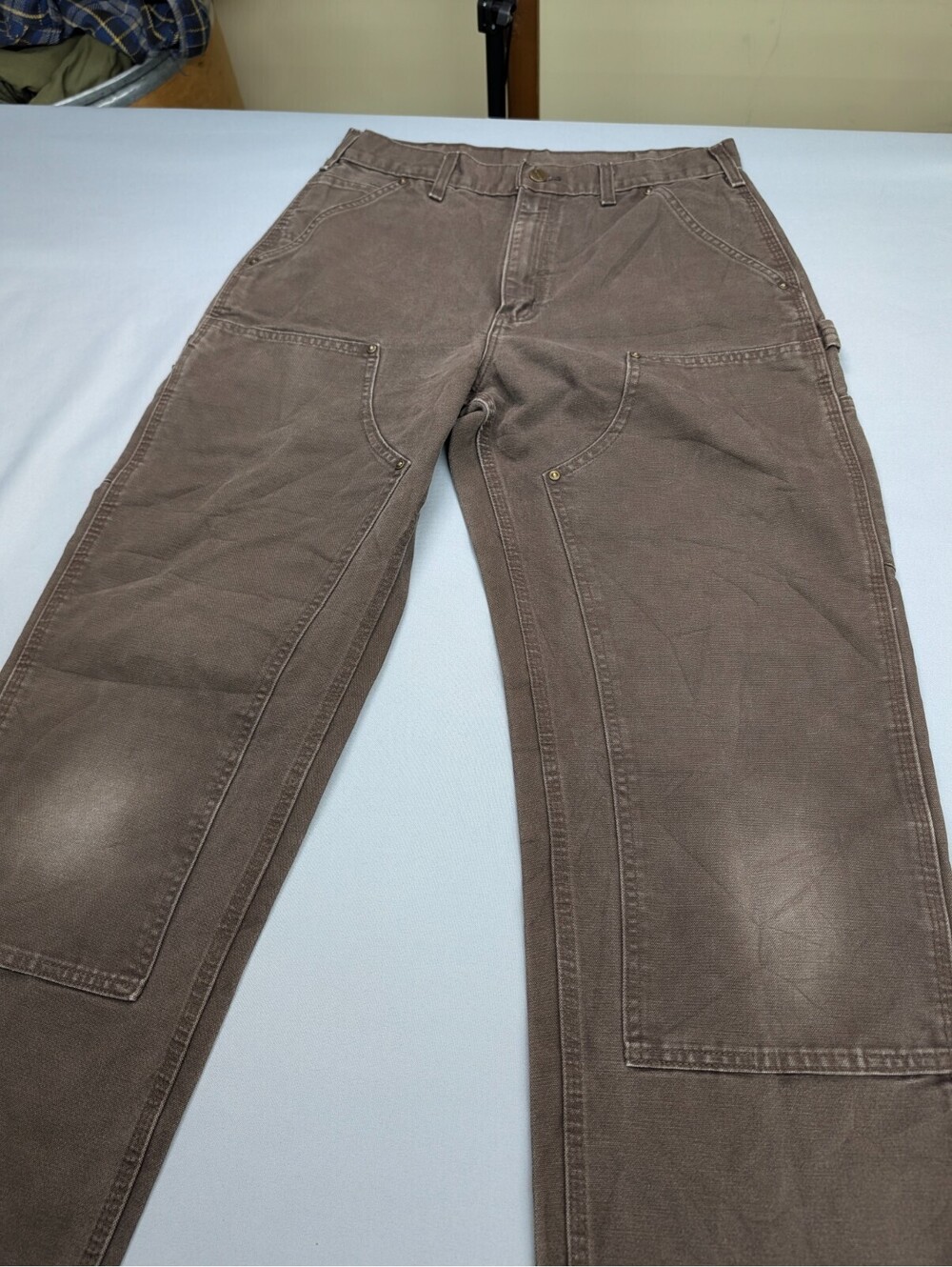 Carhartt Double Knee Work Pants Brown 32x27 Cut Hem B136 DKB
